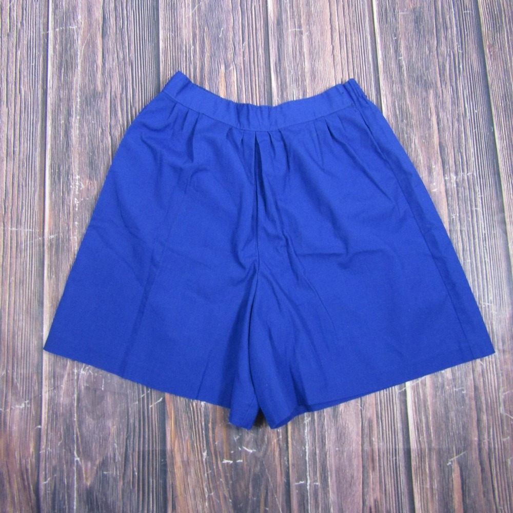 Pretty Please Womens Size 14 Blue Bermuda Pleated Shorts Elastic Waist Vintage